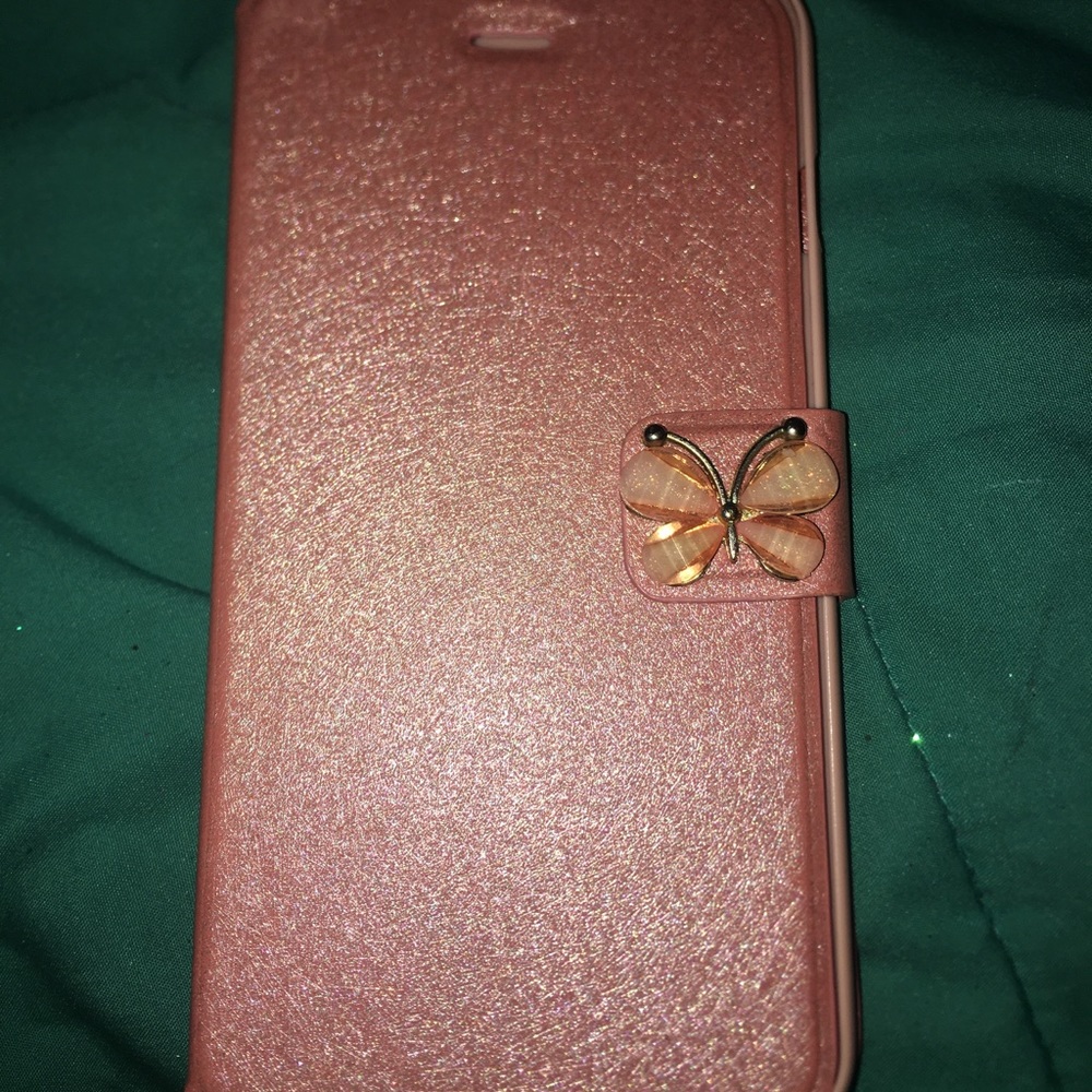 Pink phone case with card holder slot